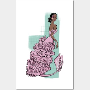 afro american mermaid in rose fashion Posters and Art